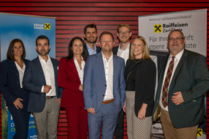 Das Private Banking Team und unsere zwei Gastredner Larry Hagman und Mark T. Hofmann